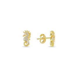Heliophilia Silver Pendientes de Plata de Ley 925 con Baño de Oro y Circón
